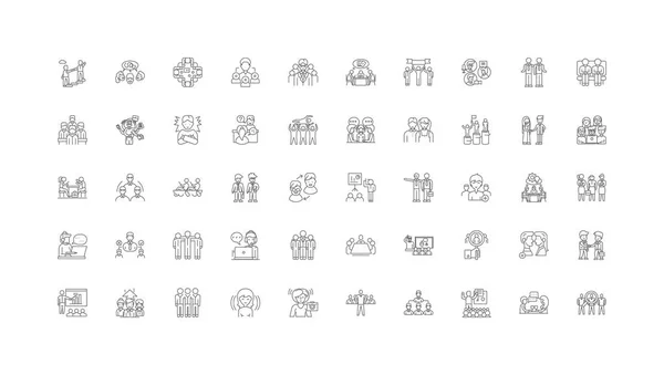 Discussion Ideas Linear Icons Line Signs Set Vector Set — Stok Vektör