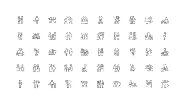 Family Concept Illustration Linear Icons Line Signs Set Vector Set — Image vectorielle