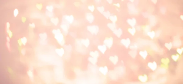 抽象的なぼかしの背景 ピンクの柔らかいパステルハートはボケが大好きです バレンタインデーや母の日のコンセプト 公開のロマンチックなテクスチャ フリーコピースペース ヘッドバナー又はカードデザイン — ストック写真