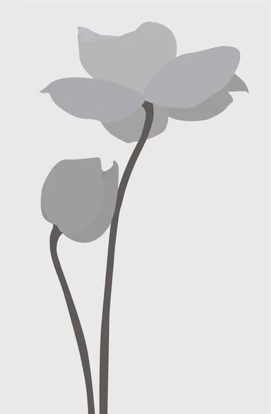 Vektor Lapos Kép Egy Pár Lila Virágok Virágzó Virág Bimbó — Stock Vector