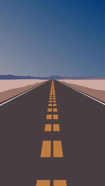 Vector Flat Image Concrete Road Desert Meadows Open Area Road — Stockvector