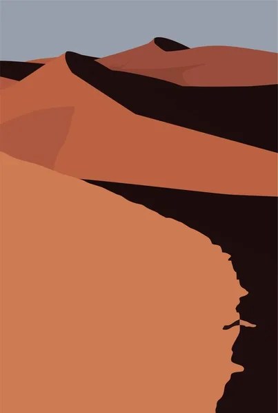 Векторное Плоское Изображение Песчаной Пустыни Голубым Светом Неба Спокойное Изображение — стоковый вектор
