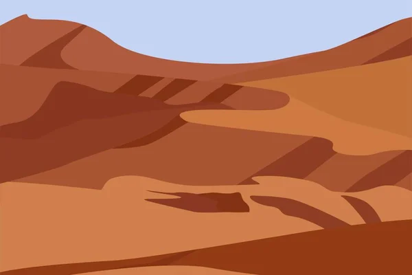Wüstenvektorbild Flaches Bild Hellen Farben Hellblauer Himmel Und Schimmerndes Meer — Stockvektor