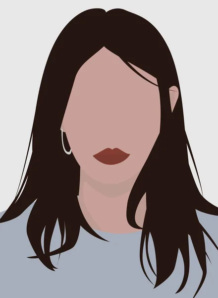 Retrato Una Chica Con Pelo Largo Imagen Plana Vectorial Una — Vector de stock