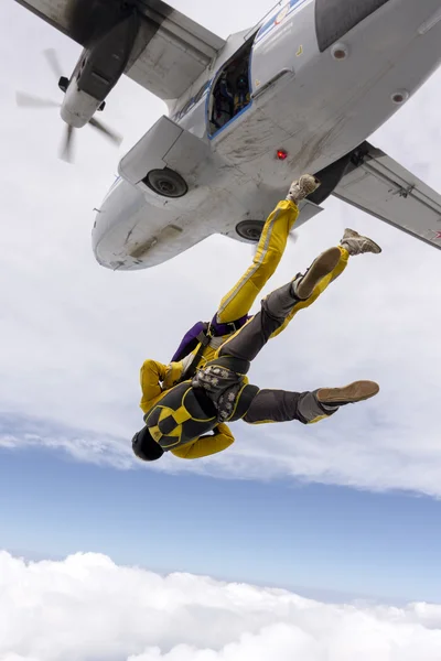 Two girls parachutist. — Stock Photo, Image