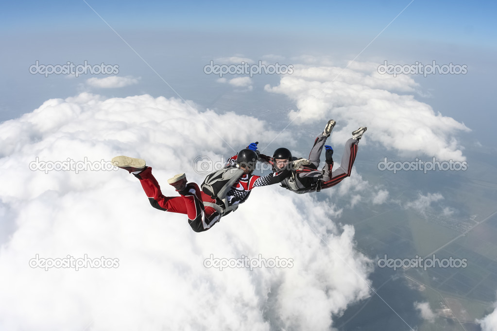 Skydivers in freefall