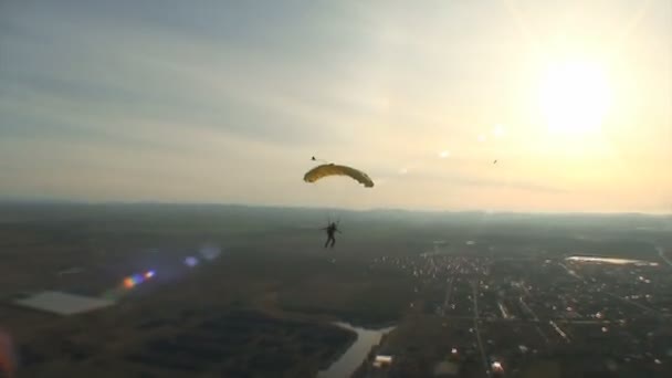 Parachutisten tijdens de vlucht — Stockvideo
