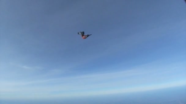 Skydiver jumping out of airplane — Stock Video