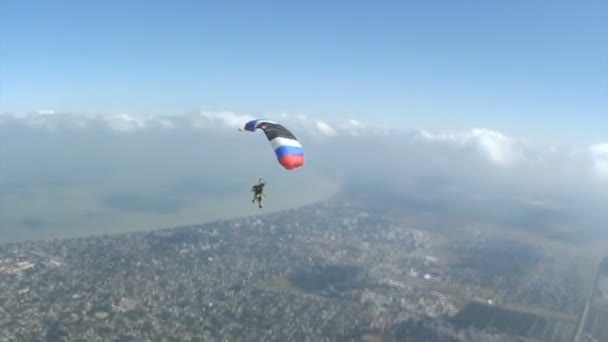 Parachutists in flight — Stock Video