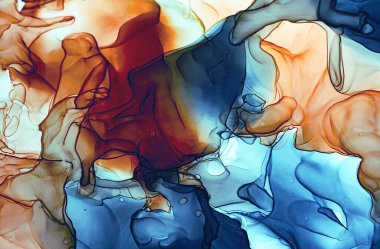 Soyut renk arkaplanı, el yapımı alkol boyası, sıvı mürekkep tekniği.