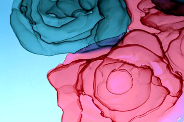 Soyut renk arkaplanı, el yapımı alkol boyası, sıvı mürekkep tekniği.