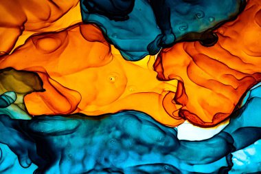 Soyut renk arkaplanı, el yapımı alkol boyası, sıvı mürekkep tekniği.