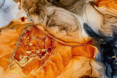 Soyut altın rengi arka plan, el yapımı alkol boyası, sıvı mürekkep tekniği.