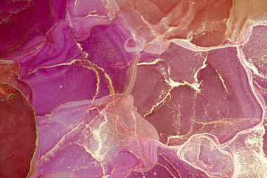 Soyut parlak renk sıvısı arkaplan, altın çizgili el yapımı alkol boyası, arkaplan tasarımı için sıvı mürekkep dokusu