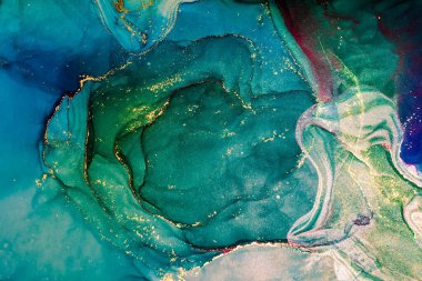 Soyut parlak renk sıvısı arkaplan, altın çizgili el yapımı alkol boyası, arkaplan tasarımı için sıvı mürekkep dokusu