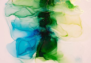 Soyut parlak parlak renk sıvısı arkaplan, altın çizgili el yapımı alkol boyası, yüksek çözünürlüklü arka plan tasarımı için sıvı mürekkep dokusu