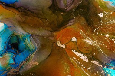 Soyut parlak parlak renk sıvısı arkaplan, altın çizgili el yapımı alkol boyası, yüksek çözünürlüklü arka plan tasarımı için sıvı mürekkep dokusu