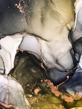 Soyut parlak renk sıvısı arkaplan, altın çizgili el yapımı alkol boyası, arkaplan tasarımı için sıvı mürekkep dokusu