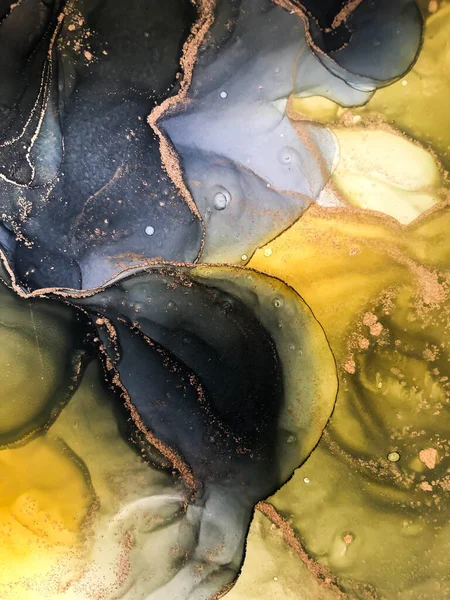 Soyut parlak renk sıvısı arkaplan, altın çizgili el yapımı alkol boyası, arkaplan tasarımı için sıvı mürekkep dokusu