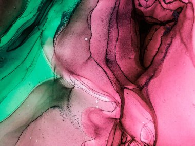 Soyut parlak parlak renk sıvısı arkaplan, altın çizgili el yapımı alkol boyası, arka plan tasarımı için sıvı mürekkep dokusu