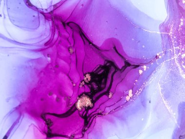 Soyut parlak parlak renk sıvısı arkaplan, altın çizgili el yapımı alkol boyası, arka plan tasarımı için sıvı mürekkep dokusu