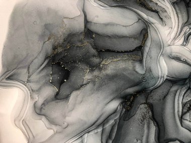 Soyut parlak parlak renk sıvısı arkaplan, altın çizgili el yapımı alkol boyası, arka plan tasarımı için sıvı mürekkep dokusu