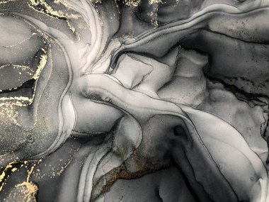 Soyut parlak parlak renk sıvısı arkaplan, altın çizgili el yapımı alkol boyası, arka plan tasarımı için sıvı mürekkep dokusu