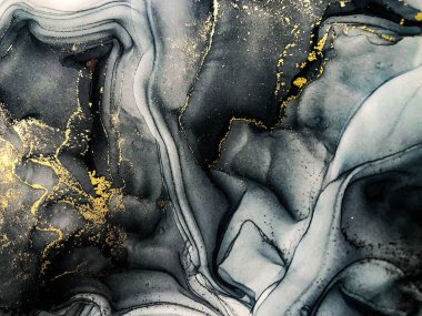 Soyut parlak parlak renk sıvısı arkaplan, altın çizgili el yapımı alkol boyası, arka plan tasarımı için sıvı mürekkep dokusu