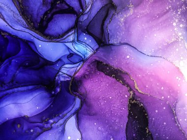 Soyut parlak parlak renk sıvısı arkaplan, altın çizgili el yapımı alkol boyası, arka plan tasarımı için sıvı mürekkep dokusu