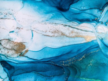 Soyut parlak parlak renk sıvısı arkaplan, altın çizgili el yapımı alkol boyası, arka plan tasarımı için sıvı mürekkep dokusu