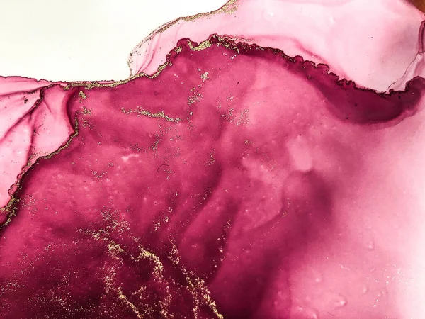 Soyut parlak parlak renk sıvısı arkaplan, altın çizgili el yapımı alkol boyası, arka plan tasarımı için sıvı mürekkep dokusu