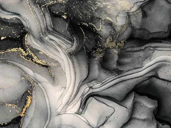 Soyut parlak parlak renk sıvısı arkaplan, altın çizgili el yapımı alkol boyası, arka plan tasarımı için sıvı mürekkep dokusu