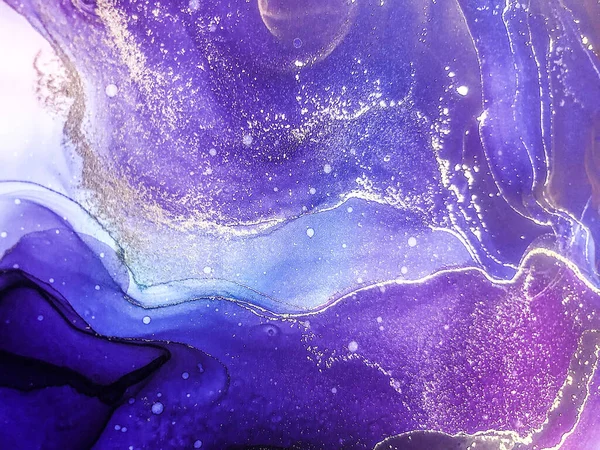 Soyut parlak parlak renk sıvısı arkaplan, altın çizgili el yapımı alkol boyası, arka plan tasarımı için sıvı mürekkep dokusu