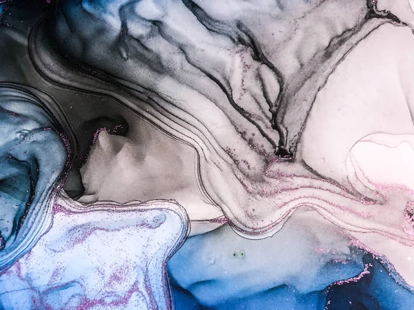 Soyut parlak parlak renk sıvısı arkaplan, altın çizgili el yapımı alkol boyası, arka plan tasarımı için sıvı mürekkep dokusu