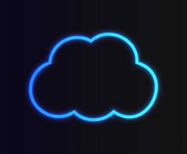 Beautiful bright neon lighted blue color cloud on dark background, modern creative design vector illustration element