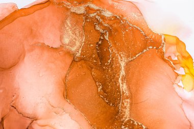 Abstract bright color fluid background, hand drawn alcohol painting with golden streaks, liquid ink technique texture for high resolution backdrop design