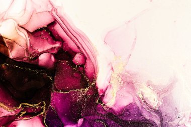 Soyut parlak renk sıvısı arkaplan, altın çizgili el yapımı alkol boyası, yüksek çözünürlüklü arka plan tasarımı için sıvı mürekkep dokusu