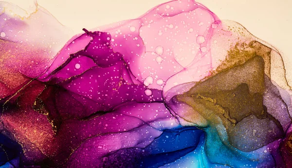 Абстрактная Яркая Блестящая Цветовая Жидкость Фона Рисованная Вручную Спиртовая Живопись — стоковое фото