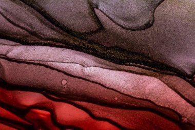 Soyut parlak renk sıvısı arka plan, elle çizilmiş alkol tablosu. Arkaplan tasarımı için sıvı mürekkep dokusu