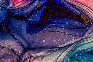 Soyut parlak renk sıvısı arka plan, elle çizilmiş alkol tablosu. Arkaplan tasarımı için sıvı mürekkep dokusu