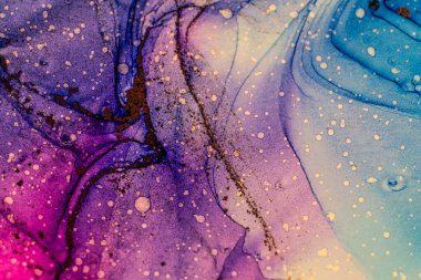 Soyut parlak renk sıvısı arka plan, elle çizilmiş alkol tablosu. Arkaplan tasarımı için sıvı mürekkep dokusu