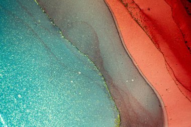 Soyut parlak parlak renk akışkan arka plan, altın çizgili el yapımı alkol tablosu. Yüksek çözünürlüklü arkaplan tasarımı için sıvı mürekkep dokusu