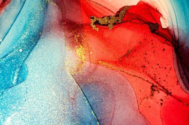 Soyut parlak parlak renk akışkan arka plan, altın çizgili el yapımı alkol tablosu. Yüksek çözünürlüklü arkaplan tasarımı için sıvı mürekkep dokusu