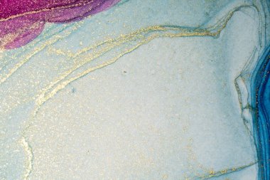 Soyut parlak parlak renk akışkan arka plan, altın çizgili el yapımı alkol tablosu. Yüksek çözünürlüklü arkaplan tasarımı için sıvı mürekkep dokusu