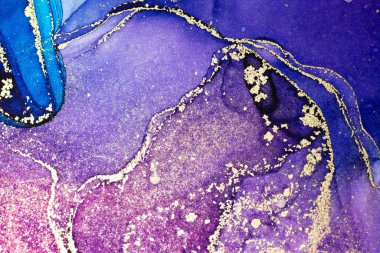 Soyut parlak parlak renk akışkan arka plan, altın çizgili el yapımı alkol tablosu. Yüksek çözünürlüklü arkaplan tasarımı için sıvı mürekkep dokusu