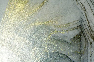 Soyut parlak parlak renk akışkan arka plan, altın çizgili el yapımı alkol tablosu. Yüksek çözünürlüklü arkaplan tasarımı için sıvı mürekkep dokusu