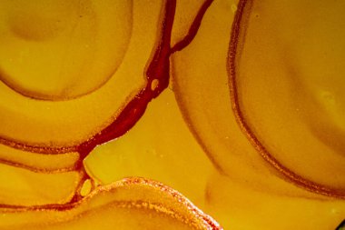 Soyut parlak parlak renk akışkan arka plan, altın çizgili el yapımı alkol tablosu. Yüksek çözünürlüklü arkaplan tasarımı için sıvı mürekkep dokusu