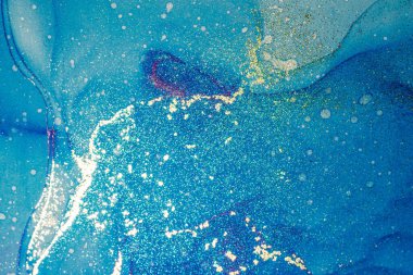 Soyut parlak parlak renk akışkan arka plan, altın çizgili el yapımı alkol tablosu. Yüksek çözünürlüklü arkaplan tasarımı için sıvı mürekkep dokusu