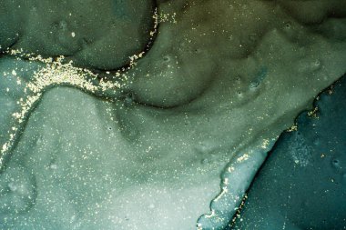 Soyut parlak parlak renk akışkan arka plan, altın çizgili el yapımı alkol tablosu. Yüksek çözünürlüklü arkaplan tasarımı için sıvı mürekkep dokusu