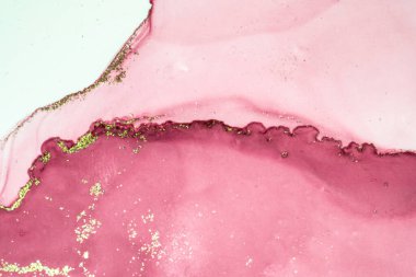 Soyut parlak parlak renk akışkan arka plan, altın çizgili el yapımı alkol tablosu. Yüksek çözünürlüklü arkaplan tasarımı için sıvı mürekkep dokusu